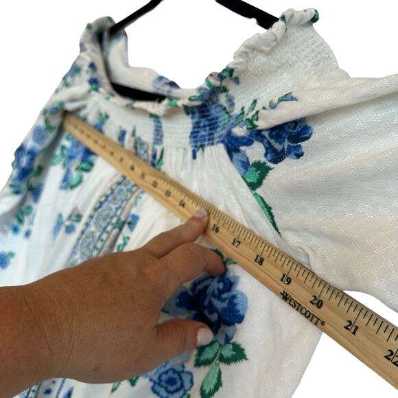 Derek Heart Floral Crochet Blouse Womens M Boho Peasant Off Shoulder Top Cottage - Picture 5 of 10